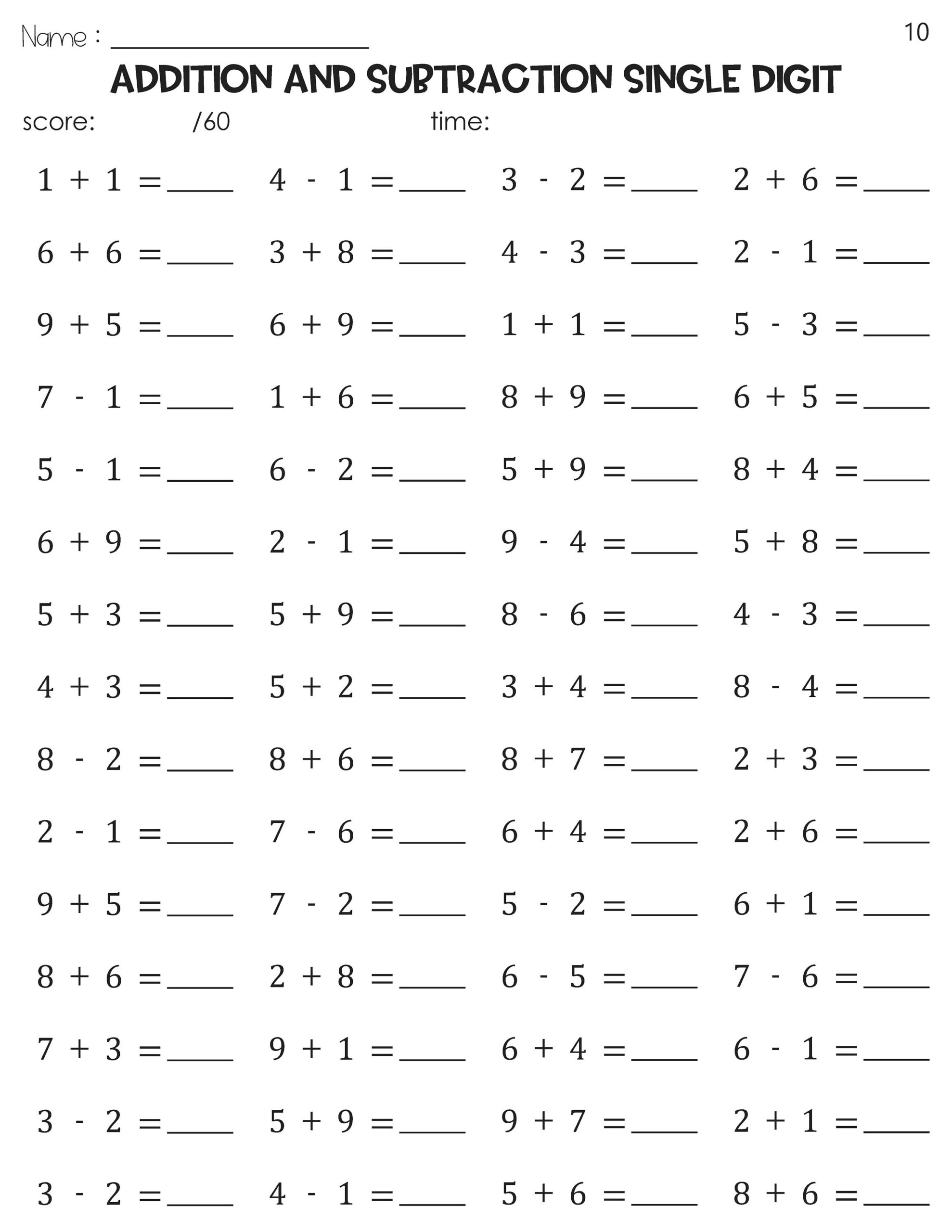 Addition And Subtraction Single Digit Math Timed Tests Speed Drills Worksheets Etsy Addition And Subtraction Single Digit Math Timed Tests Speed Drills Worksheets Etsy