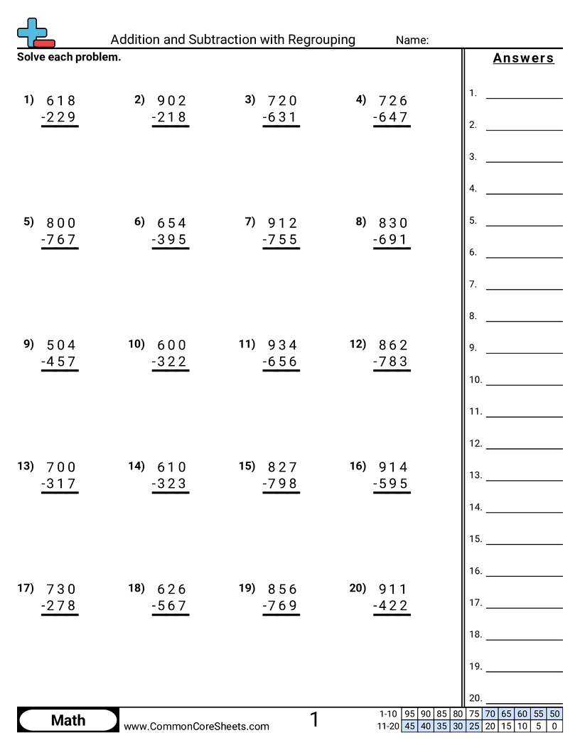 Addition And Subtraction With Regrouping Worksheet Download Addition And Subtraction With Regrouping Worksheet Download