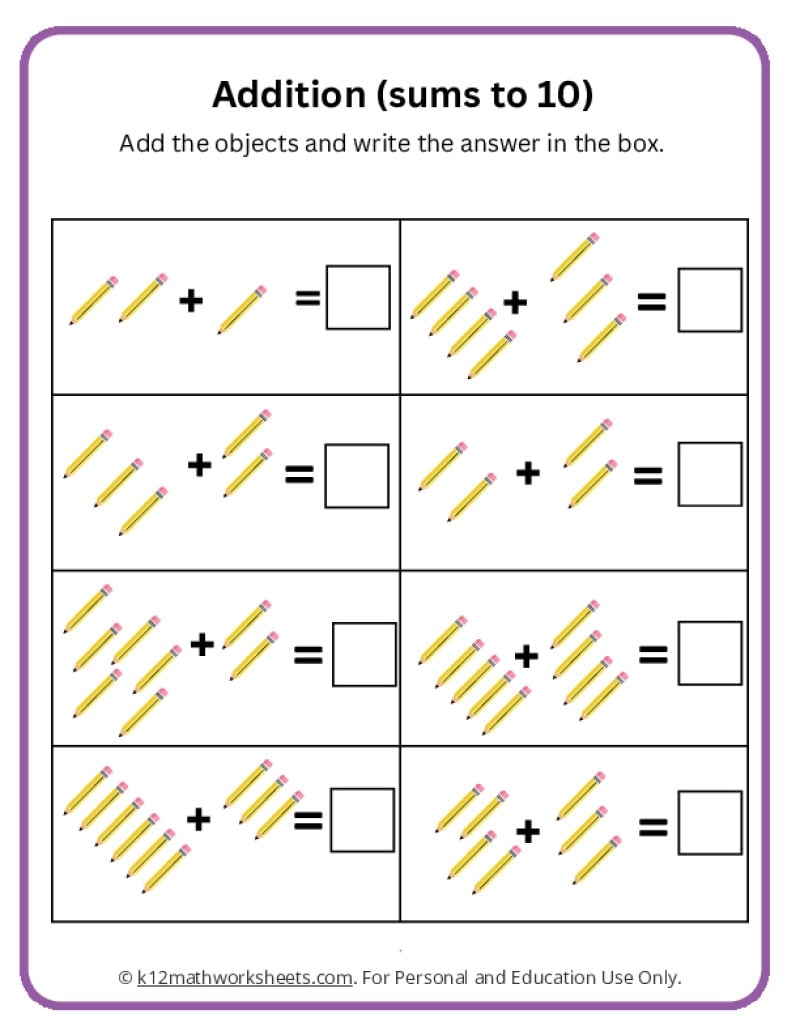 adding and subtracting worksheets for kindergarten