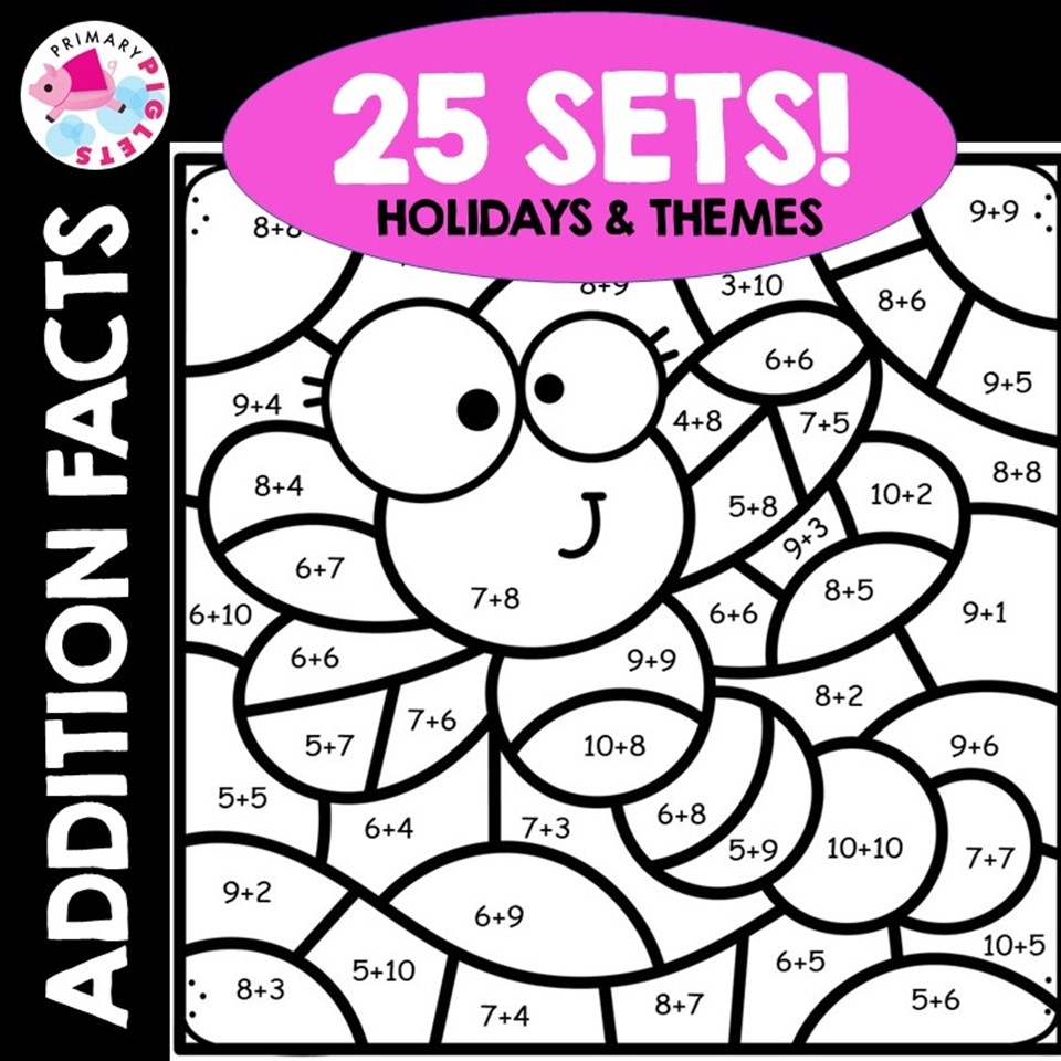 Addition Color By Code Addition Color By Number Addition To 20 Math Coloring Sheets Coloring Pages Addition Facts Pages Classful