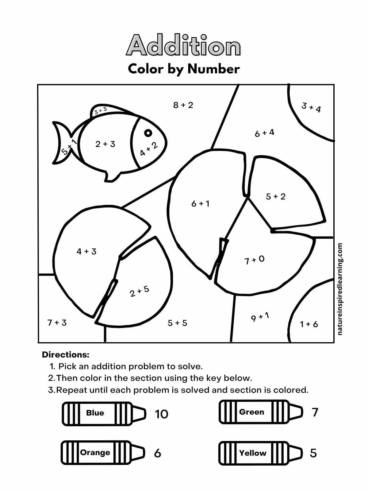 Addition Color By Number Worksheets Nature Inspired Learning Addition Color By Number Worksheets Nature Inspired Learning