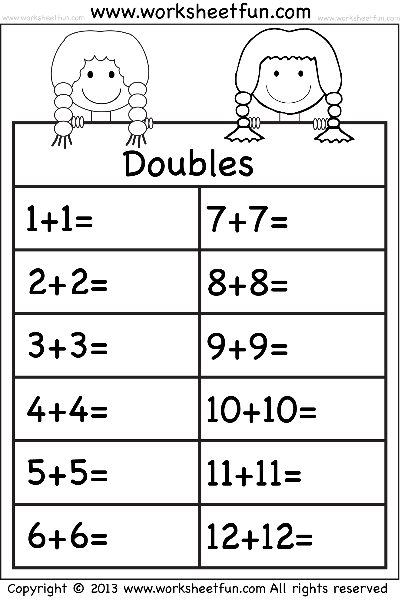Addition Doubles 1 Worksheet FREE Printable Worksheets Worksheets Library