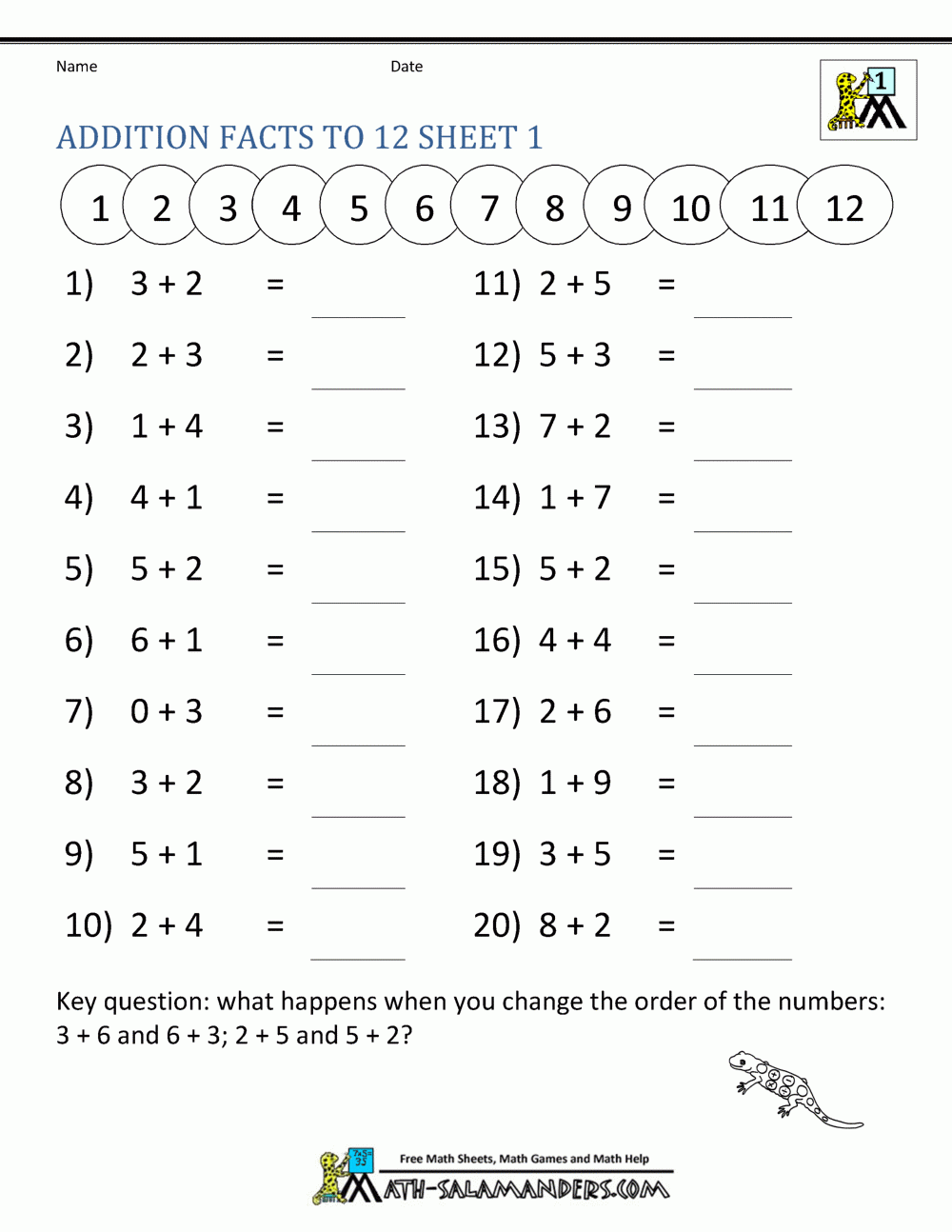 easy math addition worksheets