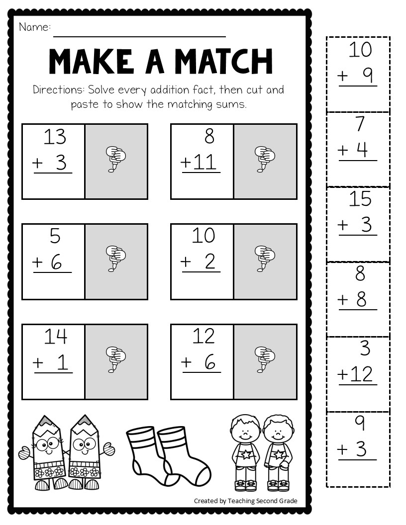 Addition Facts To 20 Worksheets Fun No Prep Math Worksheets For 1st 2nd Grade Teaching Ideas Made Easy