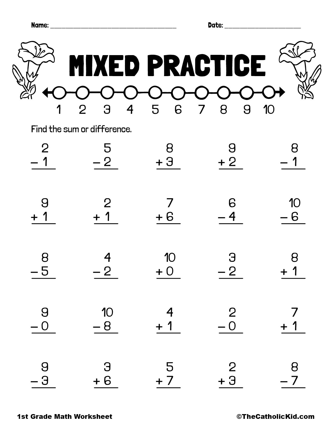 Addition Subtraction Mixed Practice TheCatholicKid