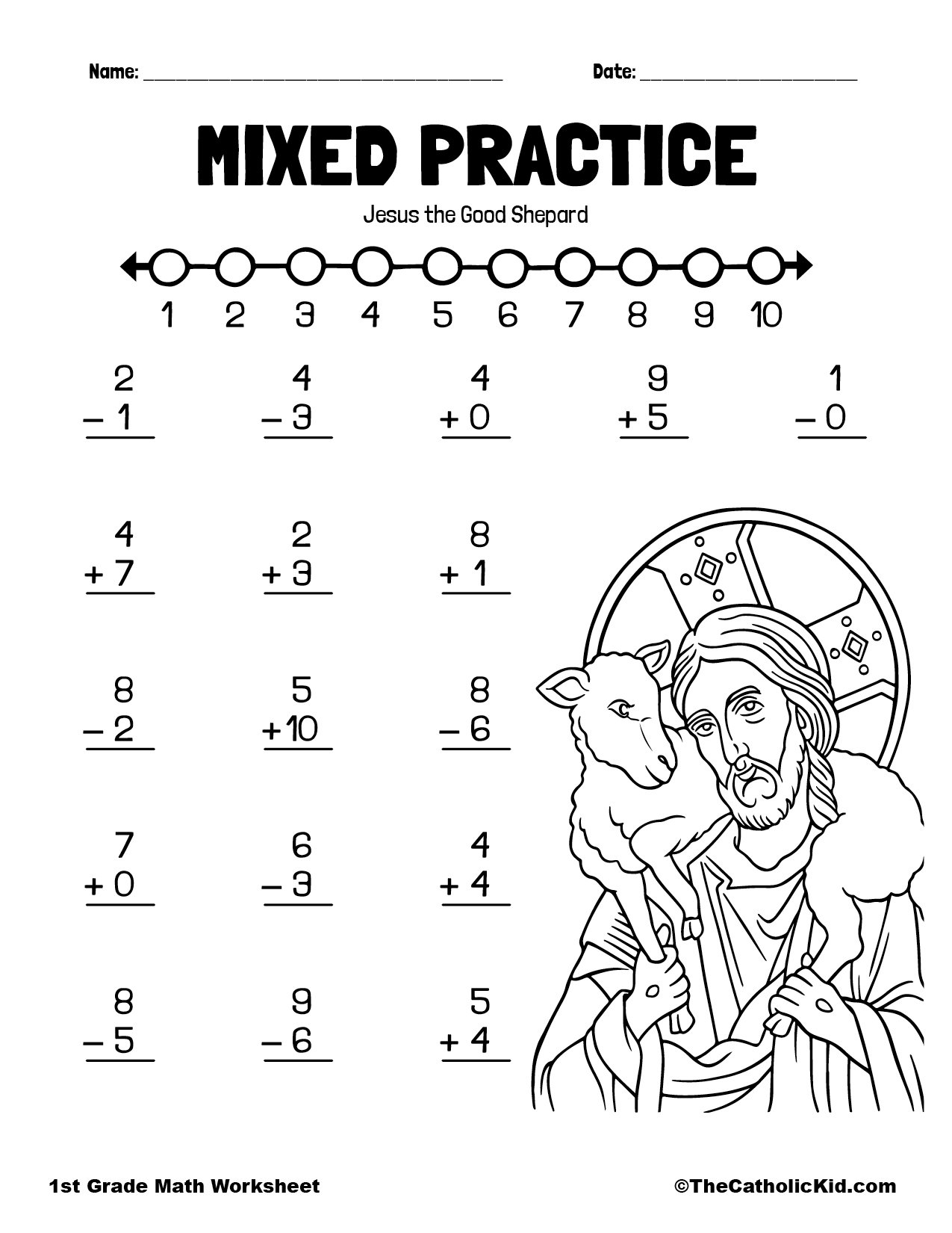 Addition Subtraction Practice Jesus The Good Shepard TheCatholicKid