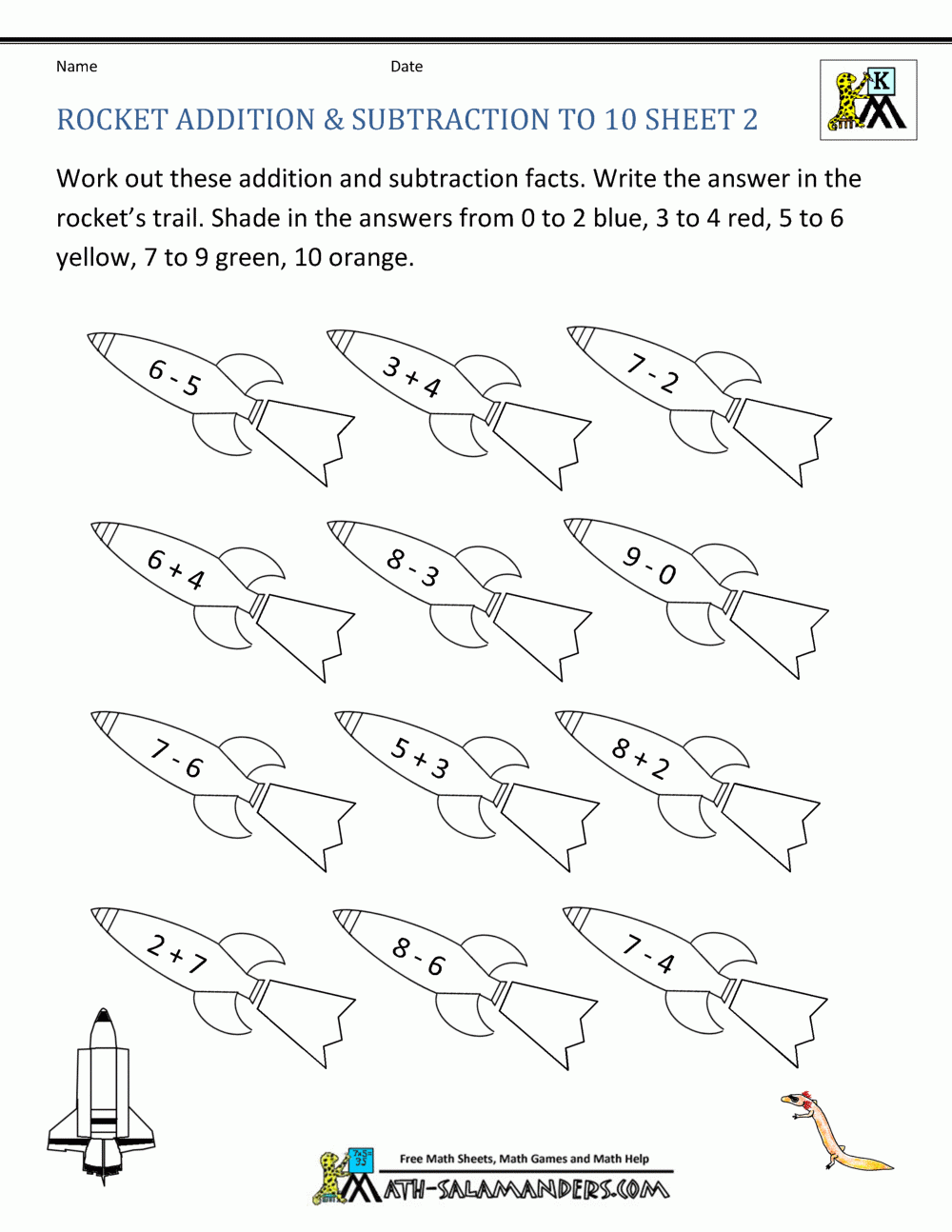 kindergarten math coloring worksheets