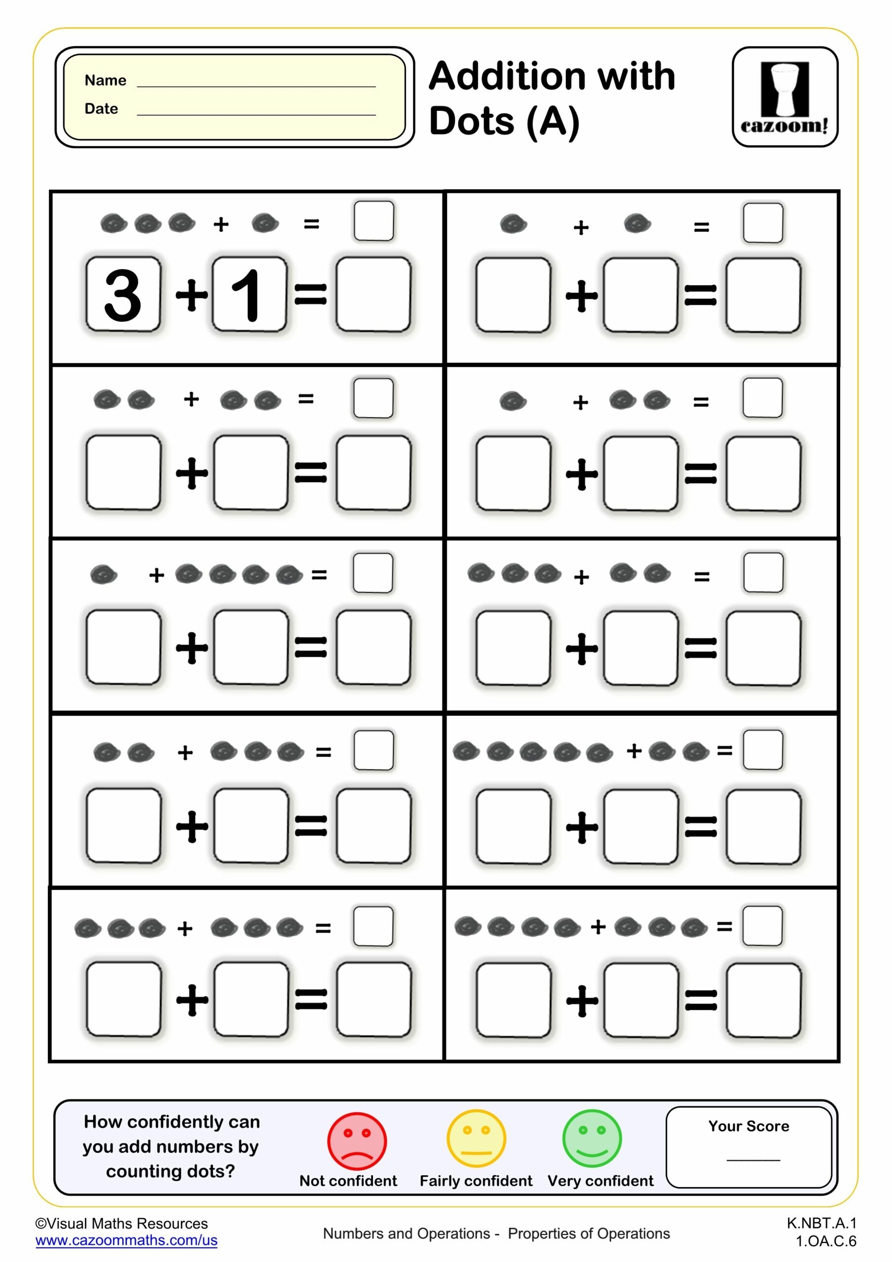 Addition With Visual Aids Worksheets Printable PDF Math Worksheets Cazoom Math