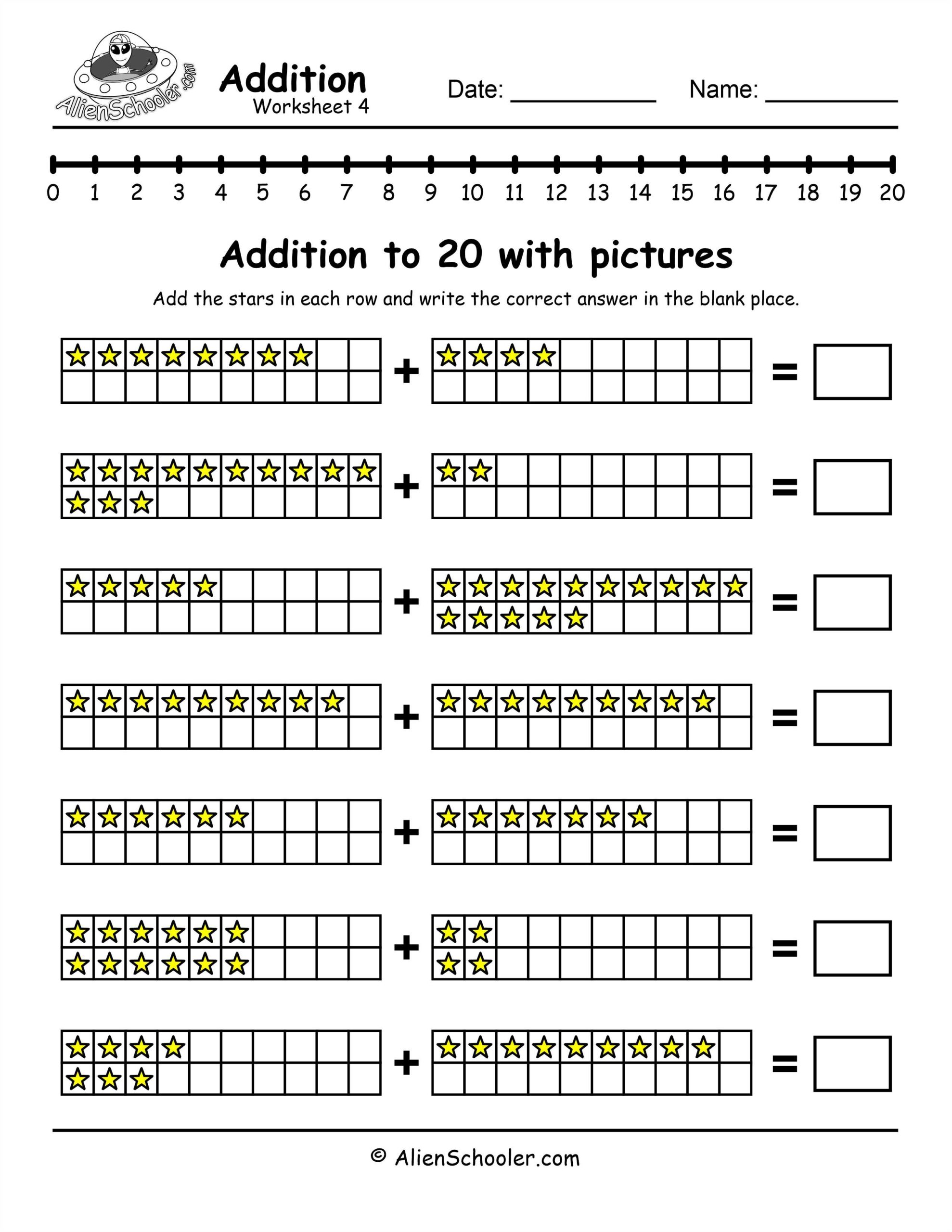 Addition Within 20 Worksheets Alien Schooler