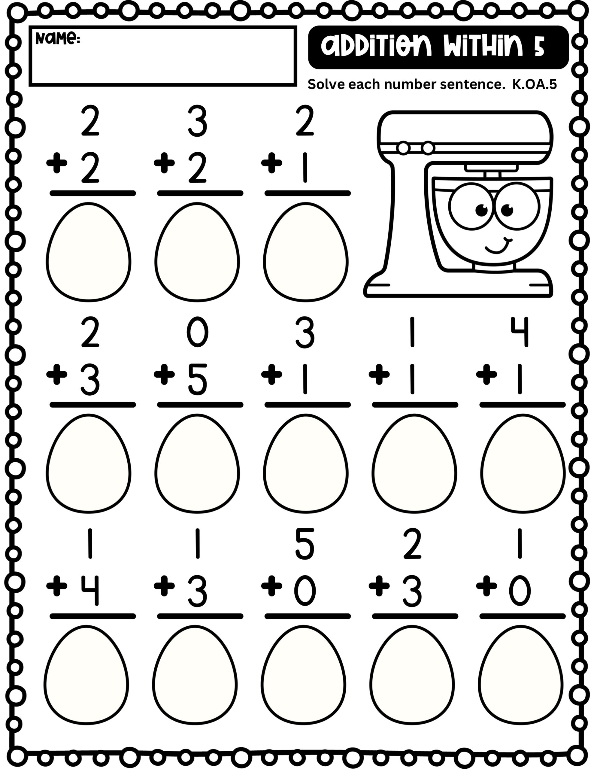Addition Within 5 Counting Within 10 Worksheets Classful
