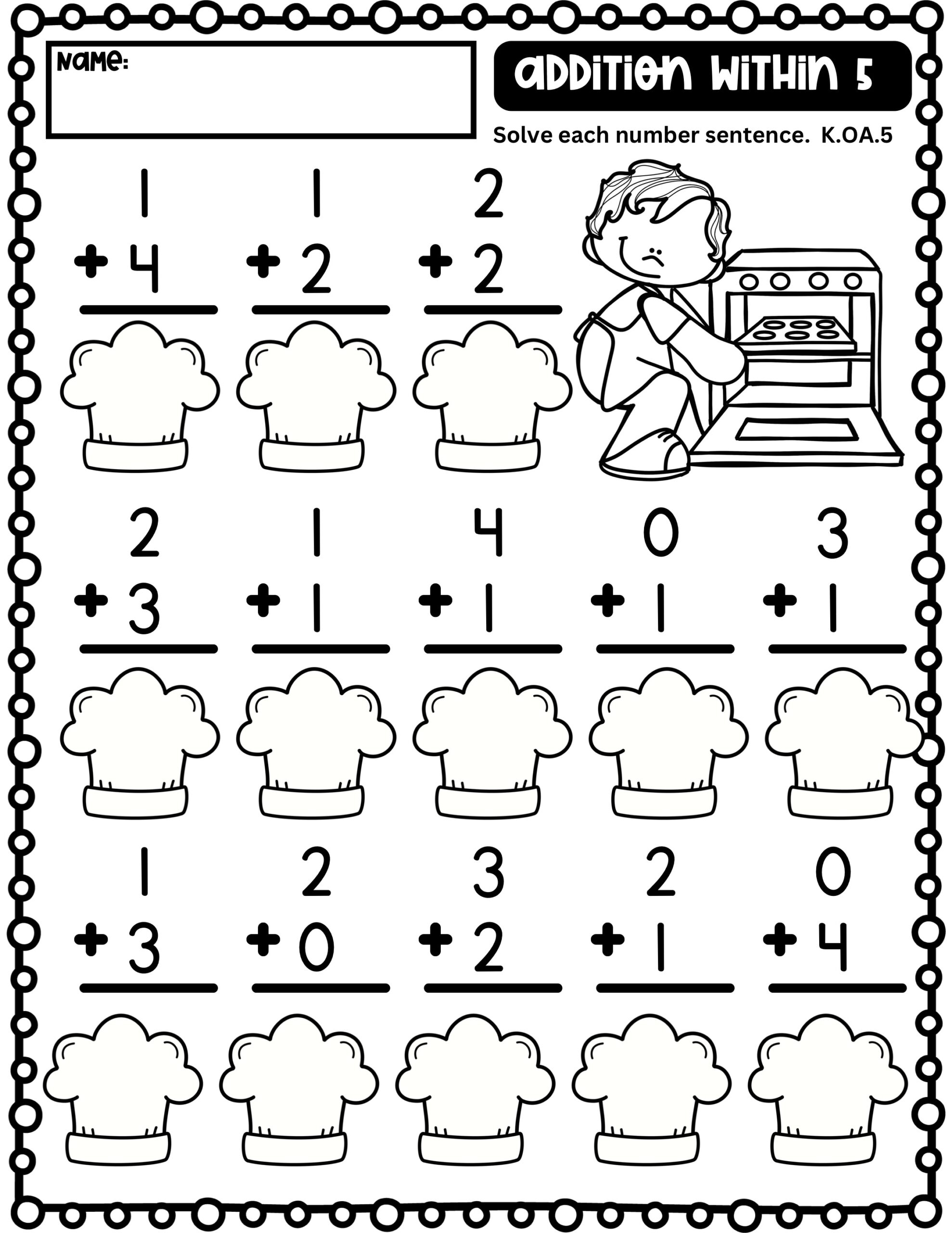 Addition Within 5 Counting Within 10 Worksheets Classful
