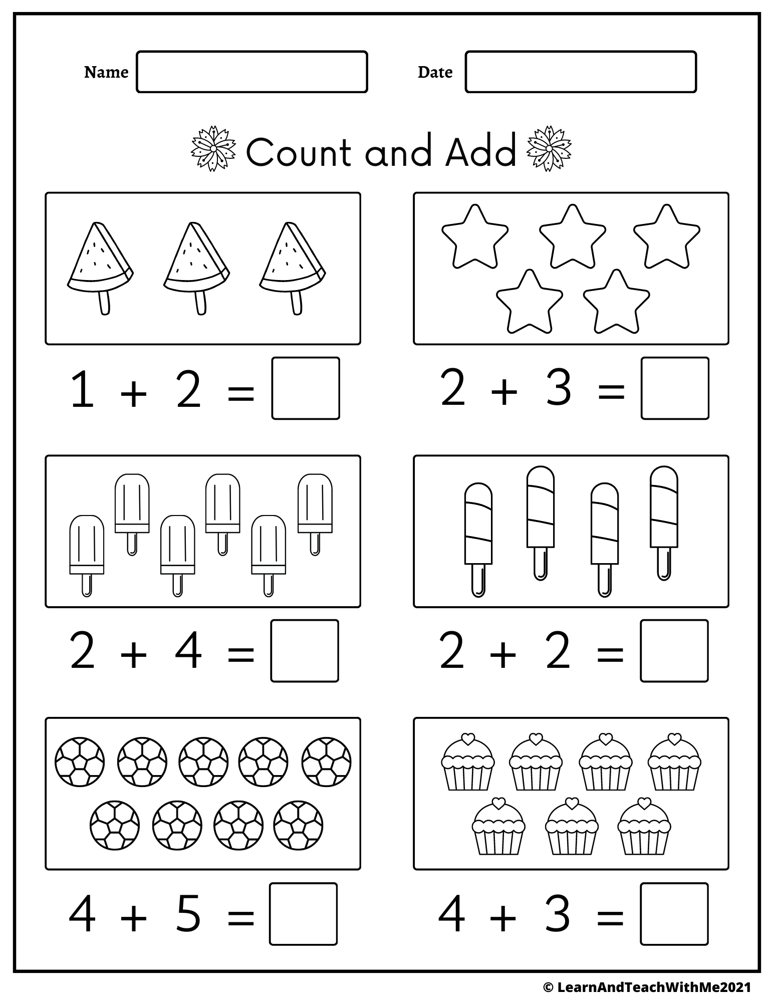 adding for kindergarten worksheets