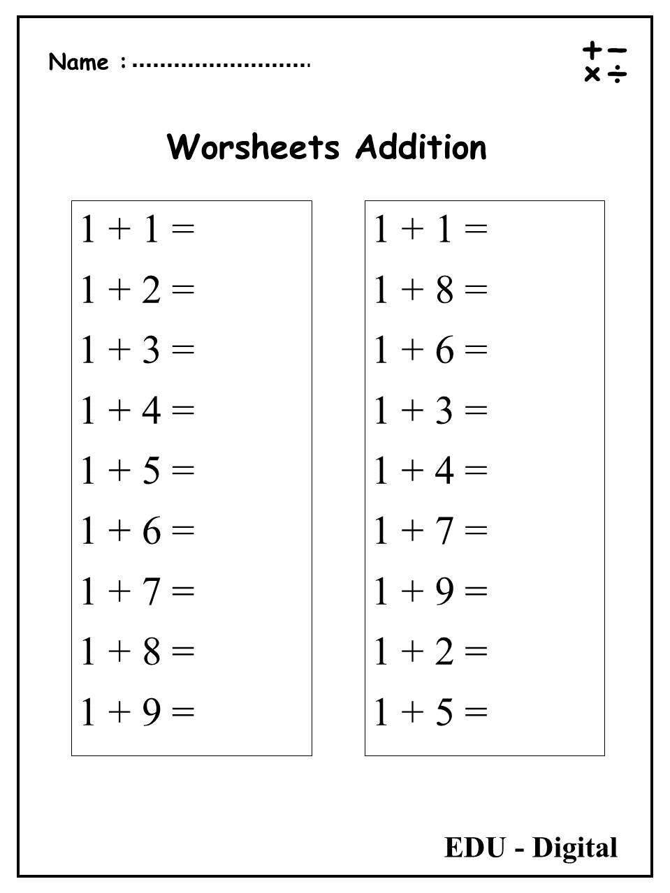 Addition Worksheets 1 10 Made By Teachers