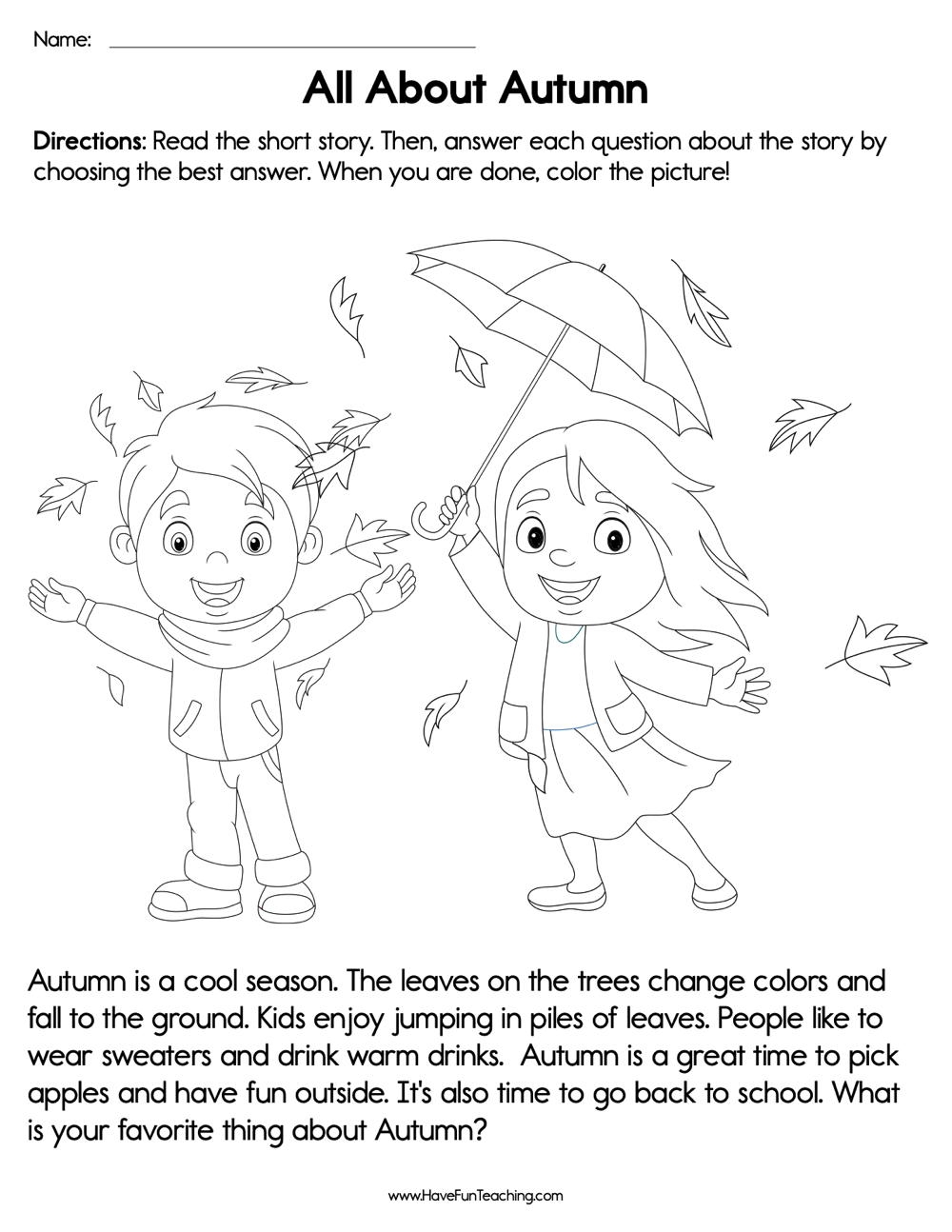 All About Autumn Reading Comprehension Worksheet Have Fun Teaching All About Autumn Reading Comprehension Worksheet Have Fun Teaching