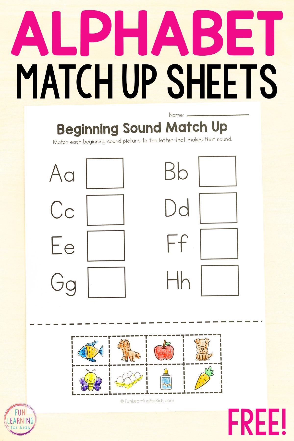 kindergarten cut and paste phonics worksheets