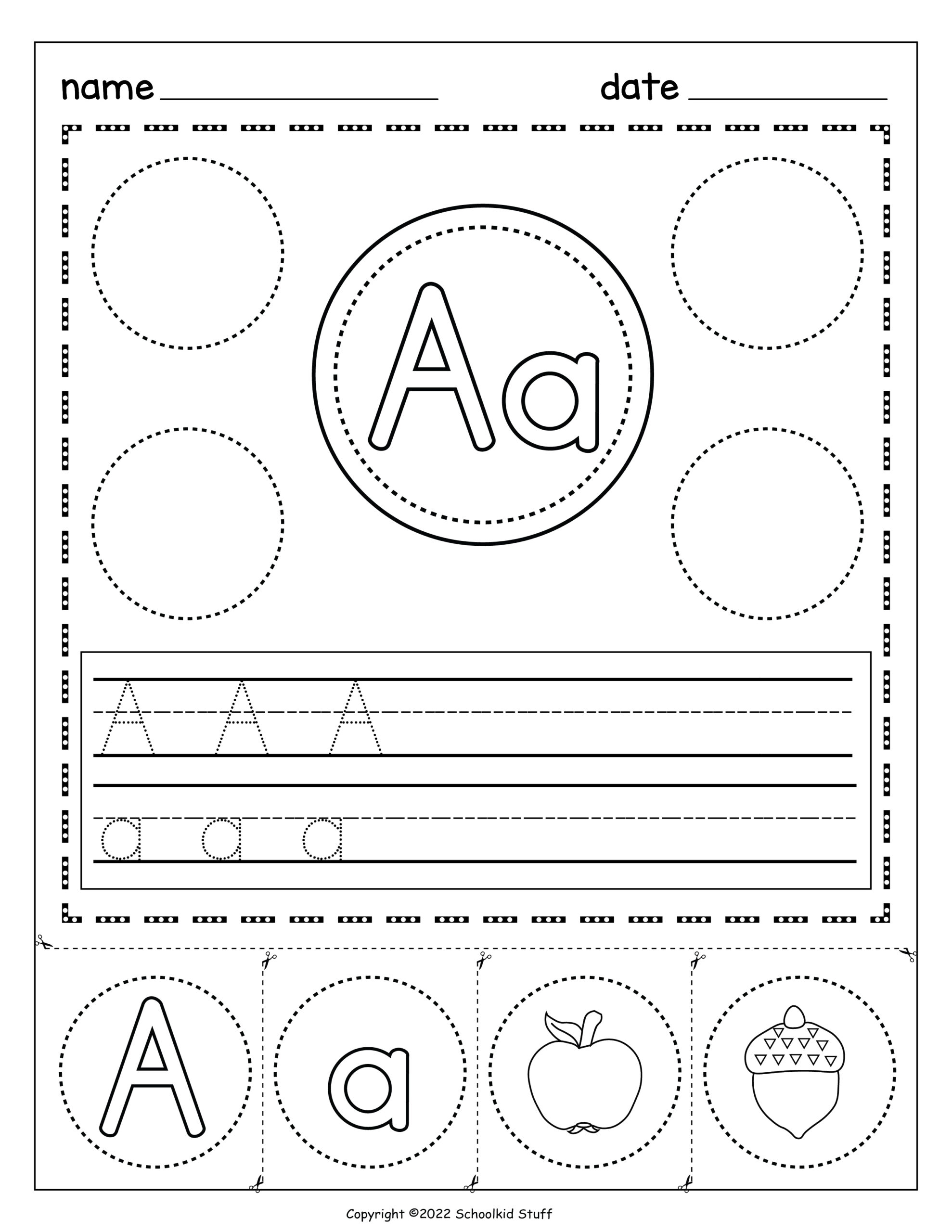 Alphabet Kindergarten Hands On Worksheets Cut Glue Color And Trace Made By Teachers
