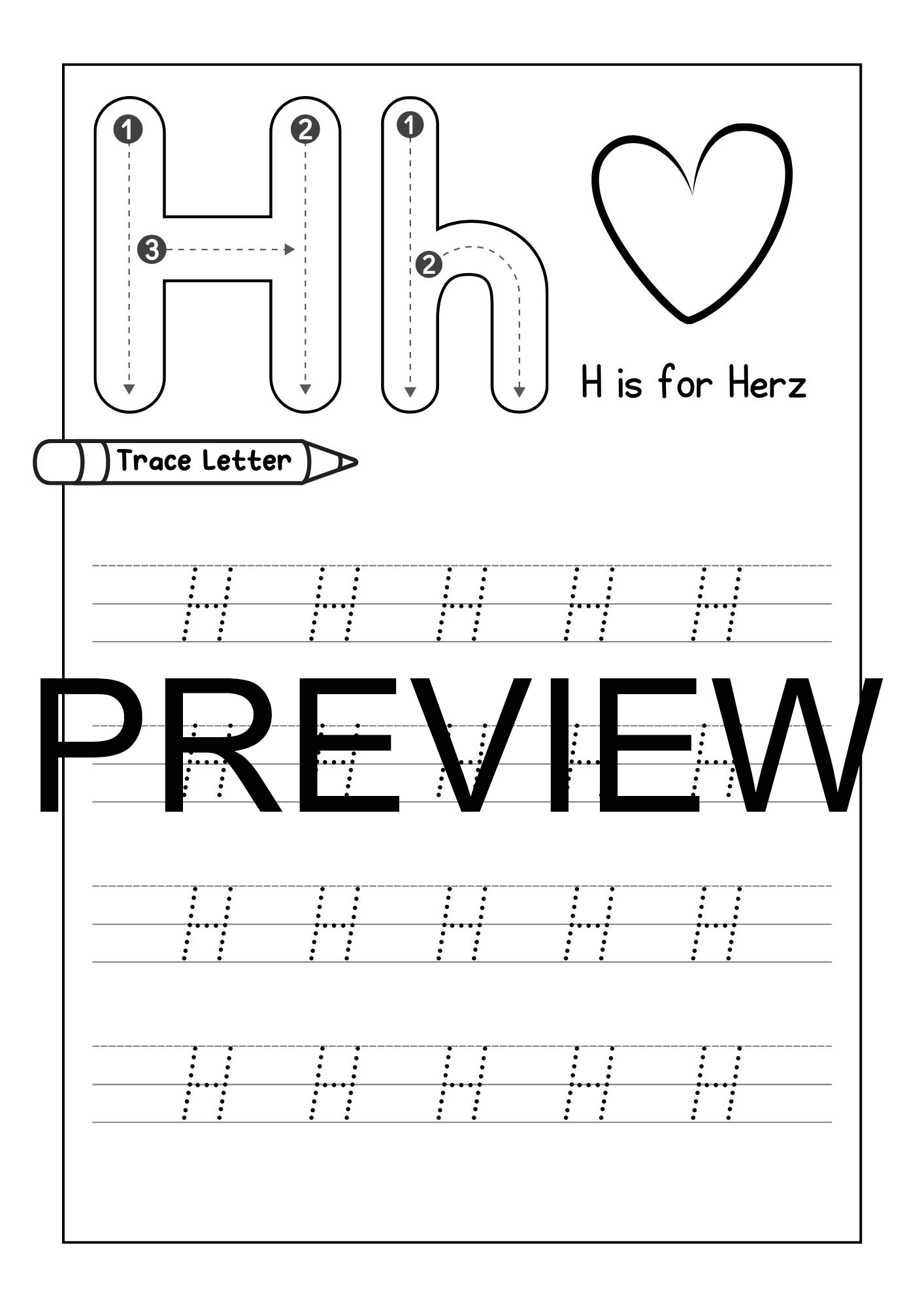 letter h worksheets preschool