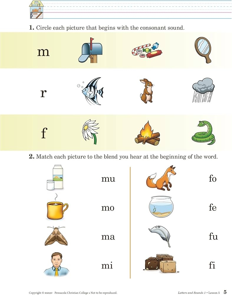 Amazon Letters And Sounds 1 Abeka 1st Grade 1 Phonics And Reading Development Student Work Text Naomi Sleeth Lynelle Dekok Shela Conrad Office Products
