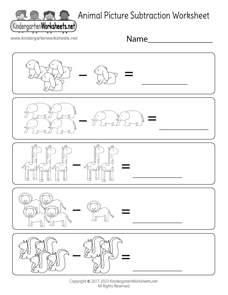 kindergarten subtraction worksheets pdf