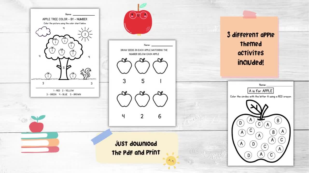 apple worksheets preschool