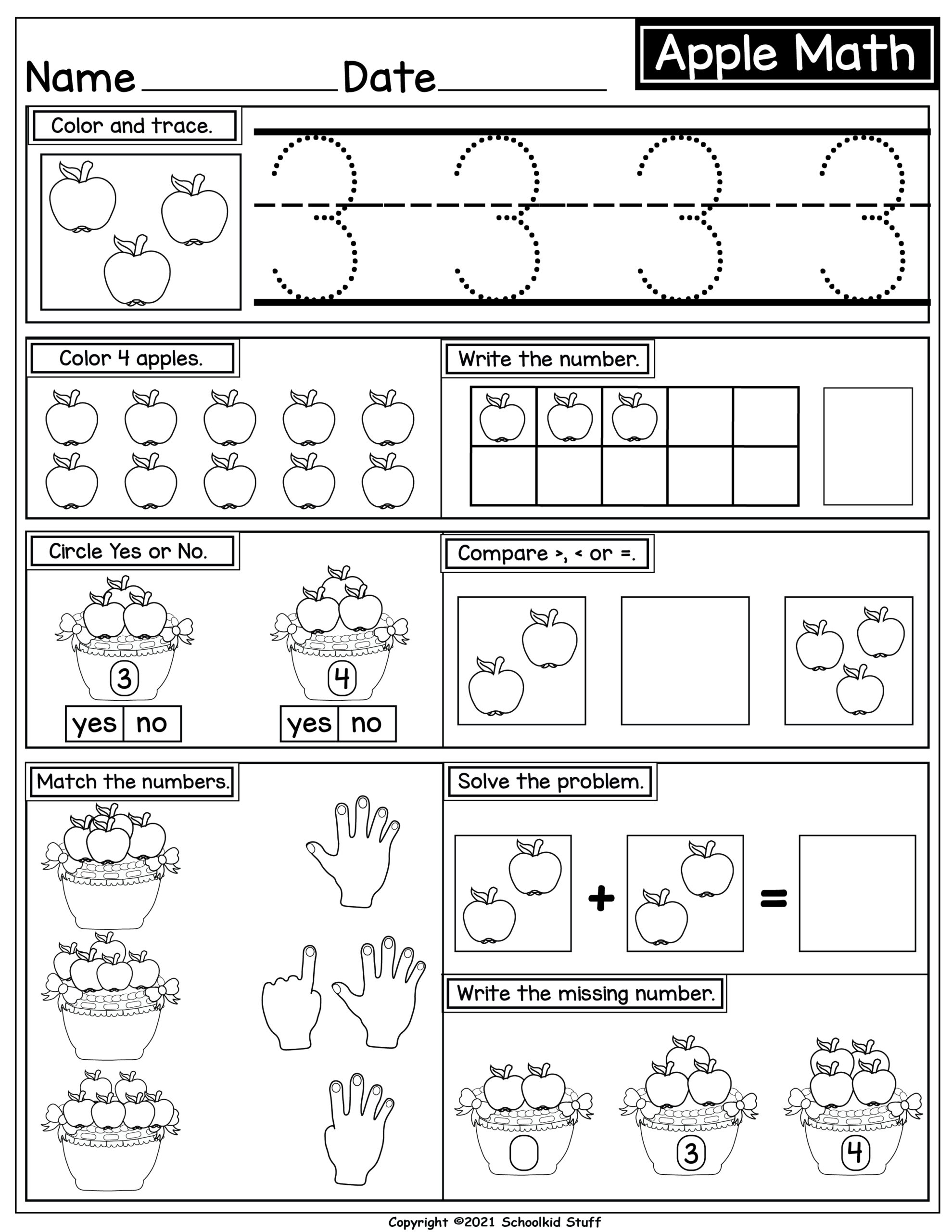 Apple Math Practice With Numbers 1 To 10 Worksheets No Prep Pack Made By Teachers Apple Math Practice With Numbers 1 To 10 Worksheets No Prep Pack Made By Teachers