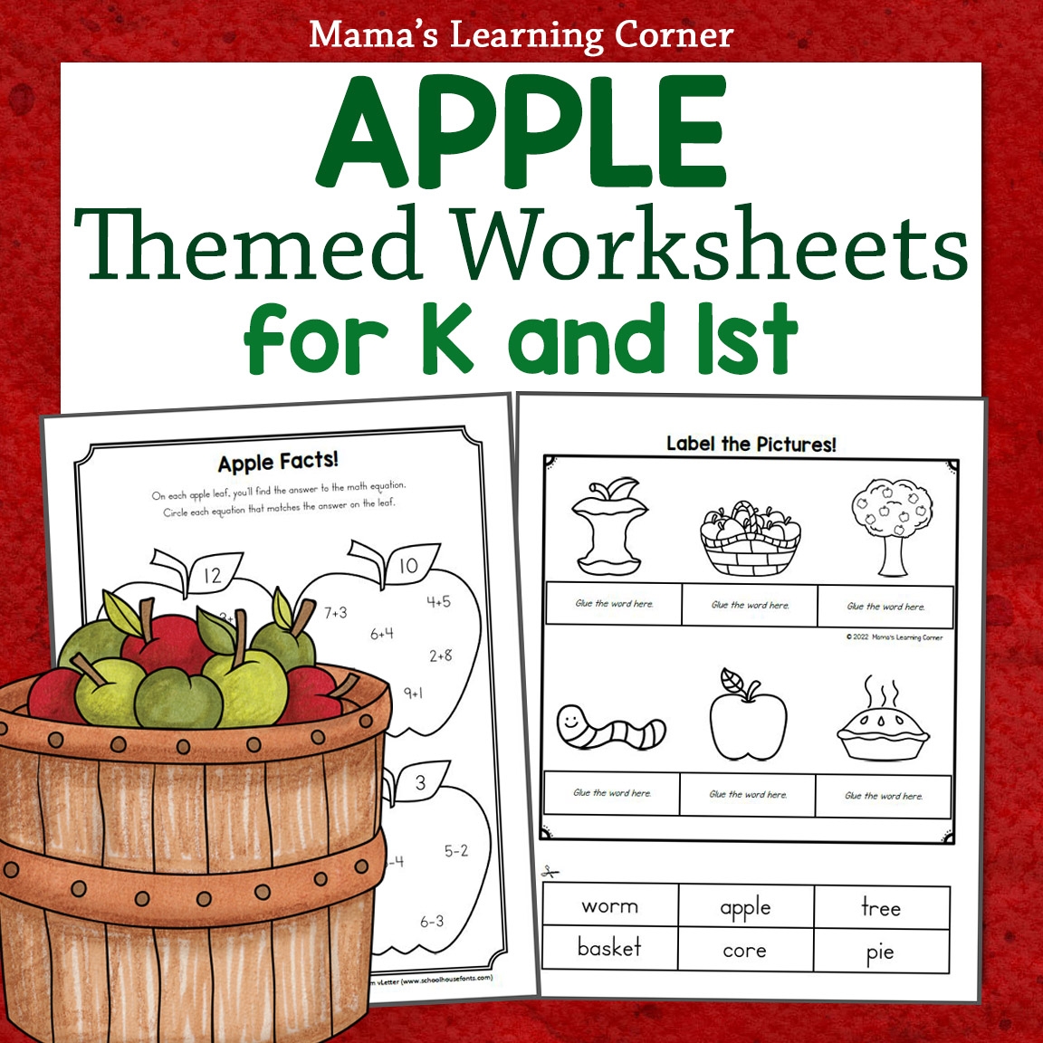Apple Phonics And Math Worksheets For Kindergarten And First Grade Made By Teachers
