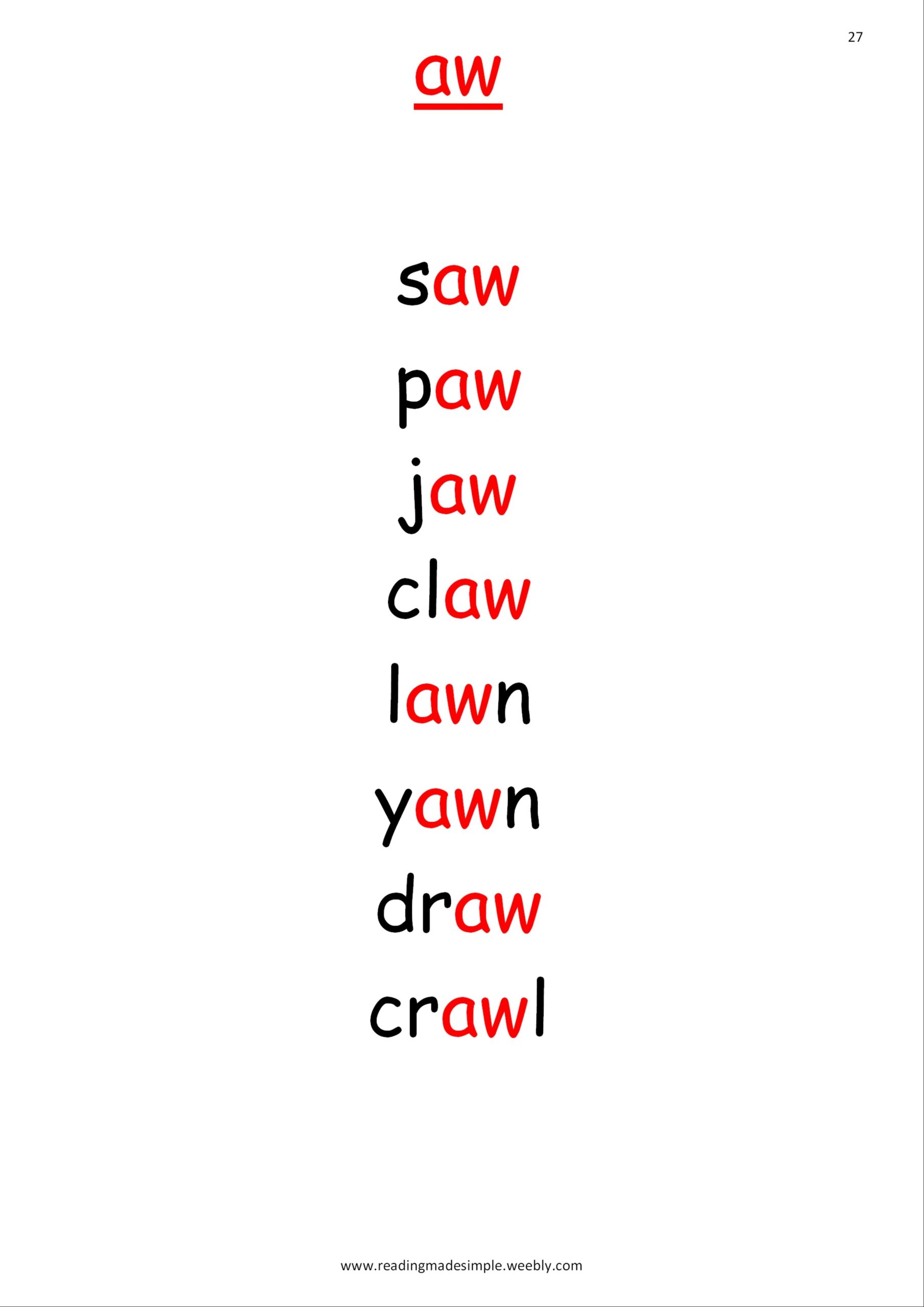 Aw Phonics Worksheets SOUND IT OUT PHONICS