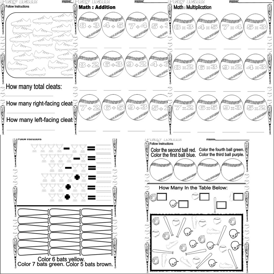baseball math worksheets baseball math worksheets