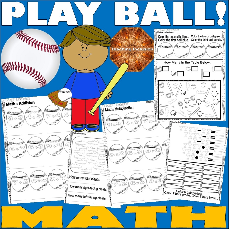 Baseball Math Addition Counting Coloring Multiplying Worksheets Made By Teachers Baseball Math Addition Counting Coloring Multiplying Worksheets Made By Teachers