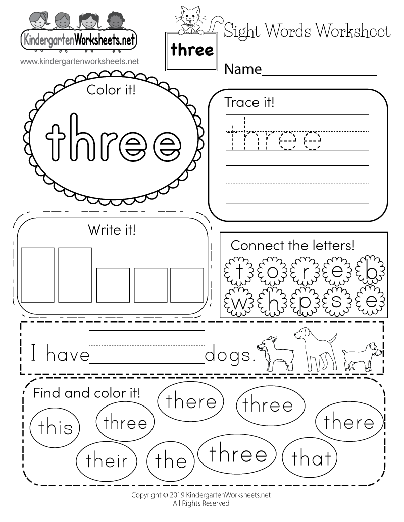 Basic Sight Words Worksheet Free Printable Digital PDF