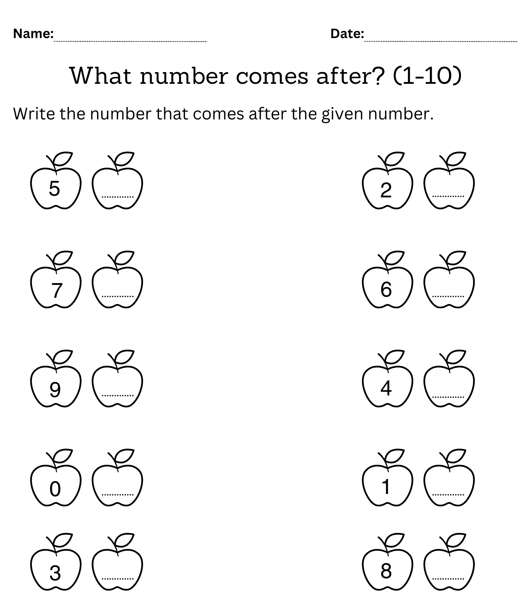 numbers kindergarten worksheets