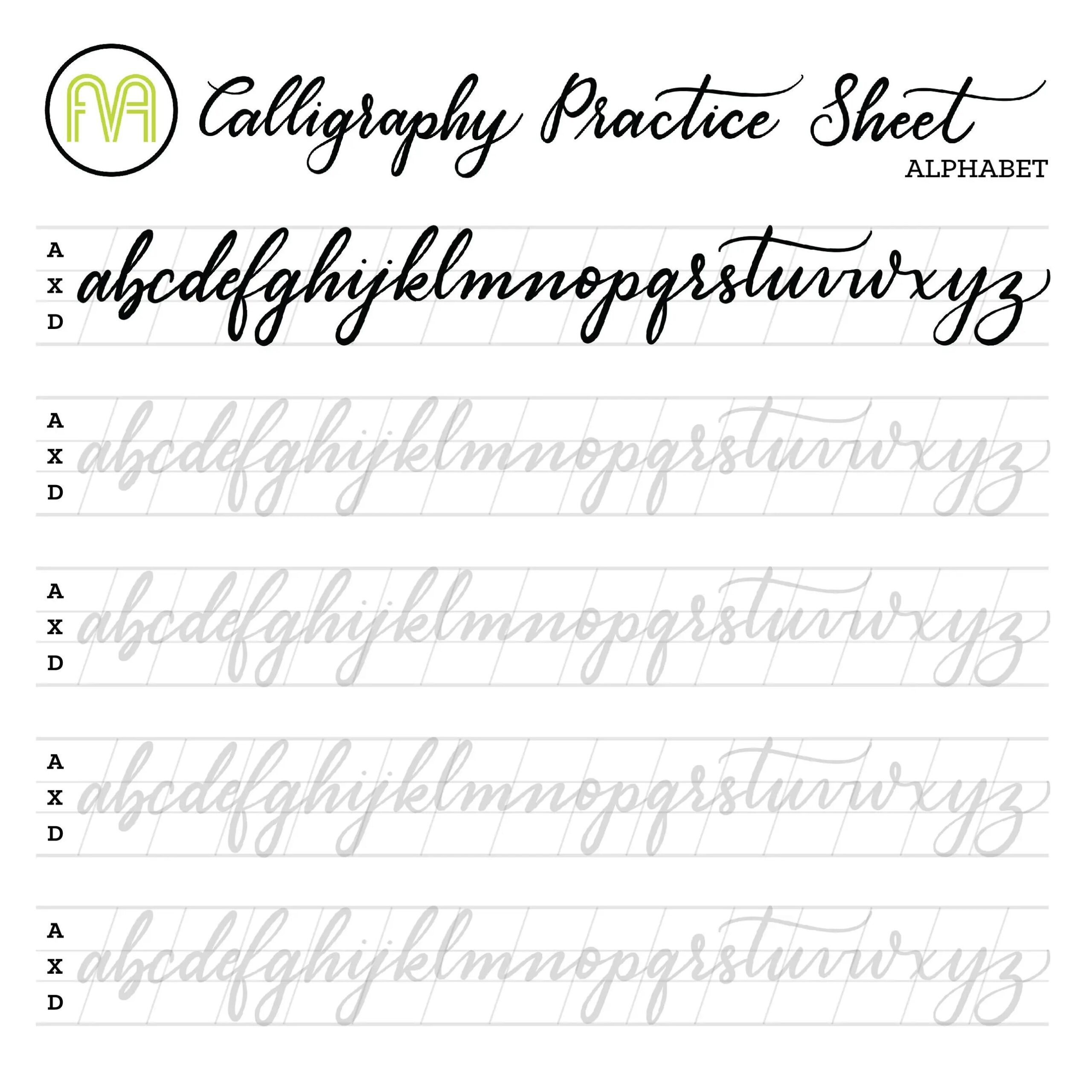 Beginner Printable Calligraphy Practice Sheets Printable Party Favors