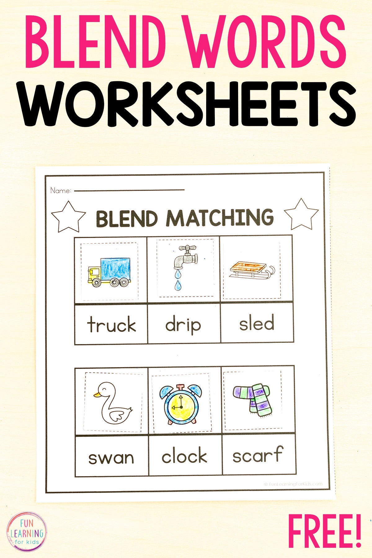 Beginning Blends Word Sort Cut Paste Worksheets