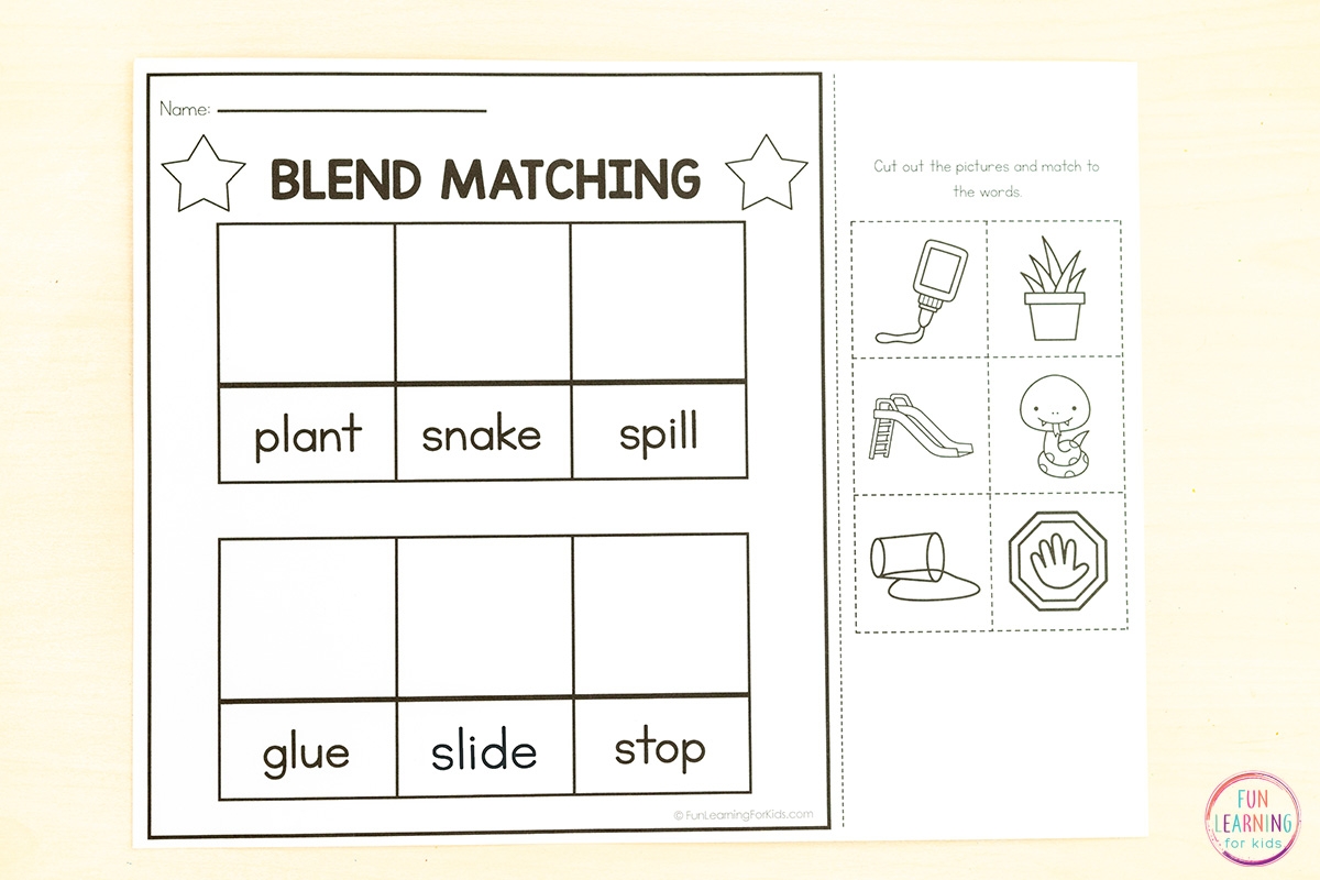 Beginning Blends Word Sort Cut Paste Worksheets