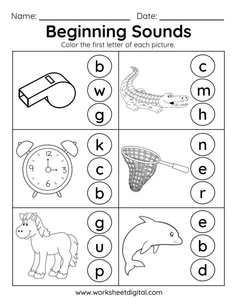 Beginning Sounds Printable Worksheets Kindergarten Homework digital Download Etsy Beginning Sounds Printable Worksheets Kindergarten Homework digital Download Etsy
