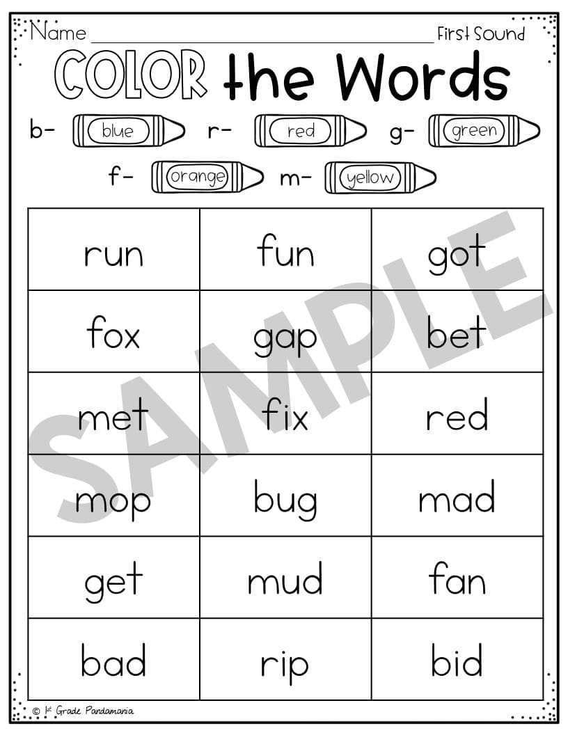 Beginning Sounds Worksheets Phonics Activities 1st Grade Pandamania