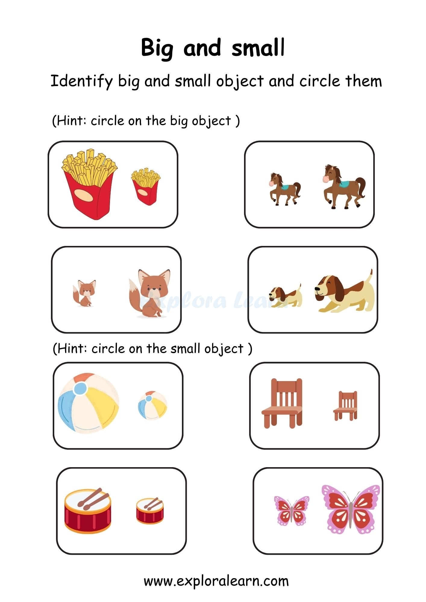 Big And Small Comparison Worksheets For Preschool And Kindergarten 2 To 6 Years Kids