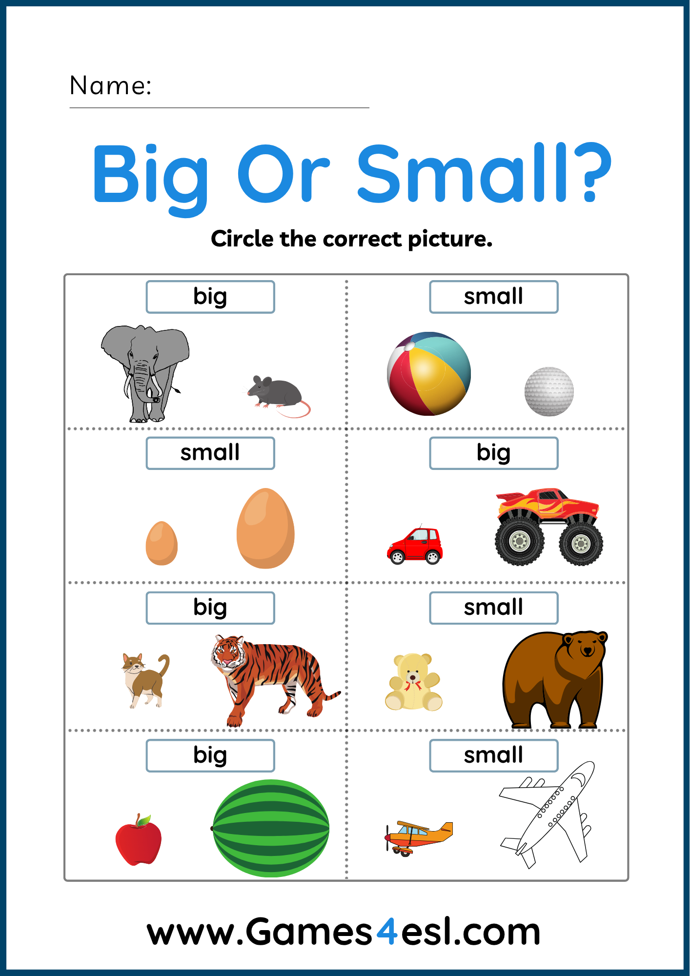 preschool worksheets big and small preschool worksheets big and small