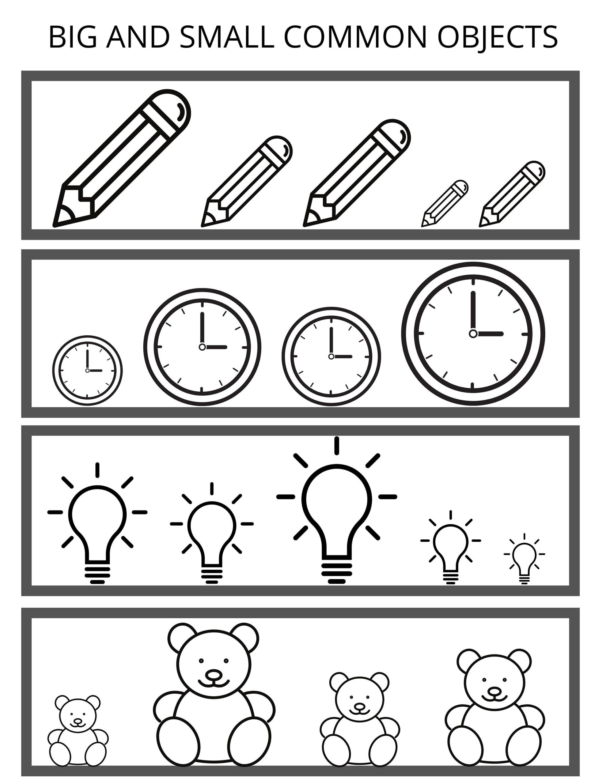 Big Small Worksheet Comparison Worksheet Preschool Activities Kindergarten Etsy