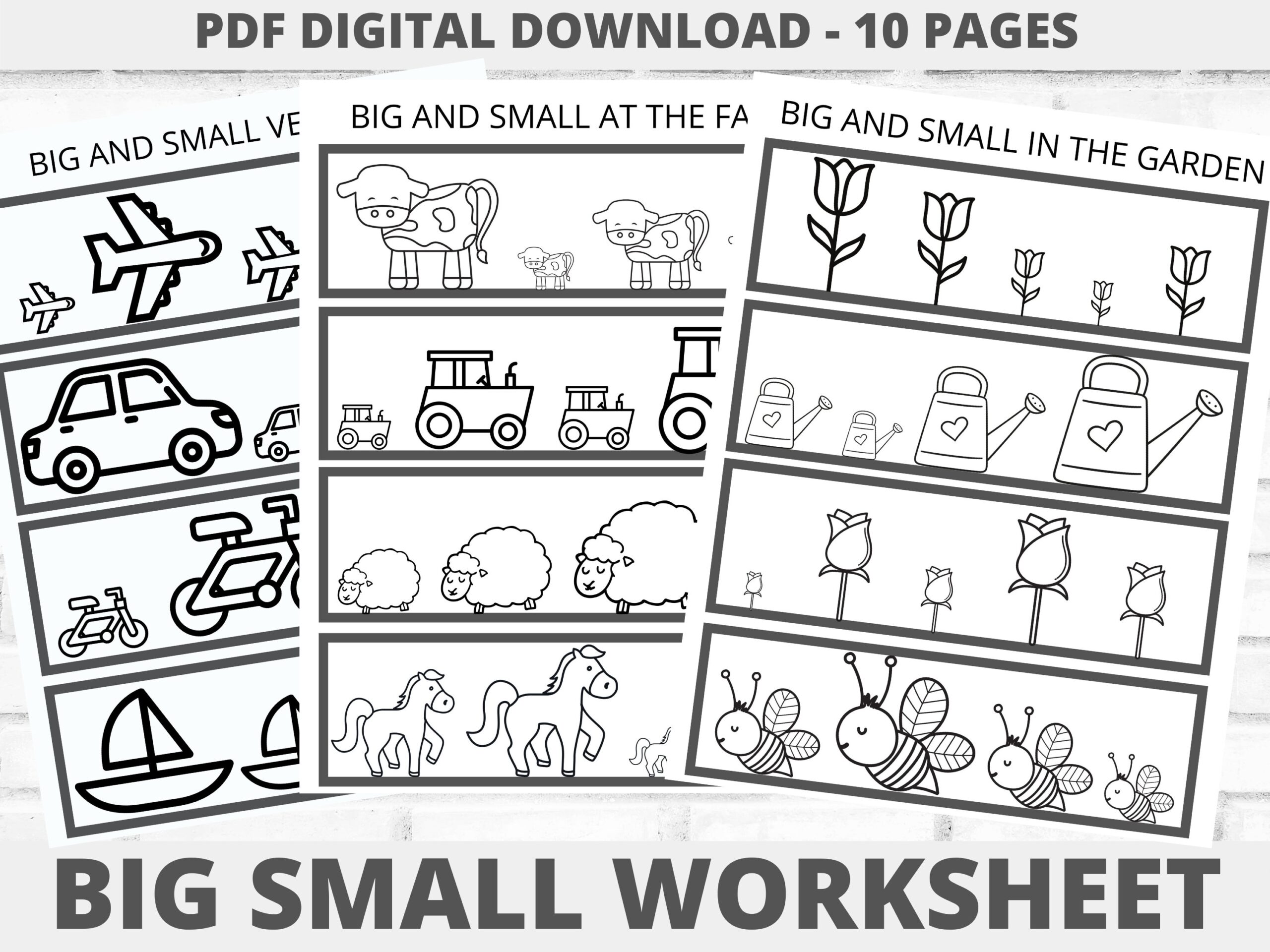 big and small worksheets for preschoolers