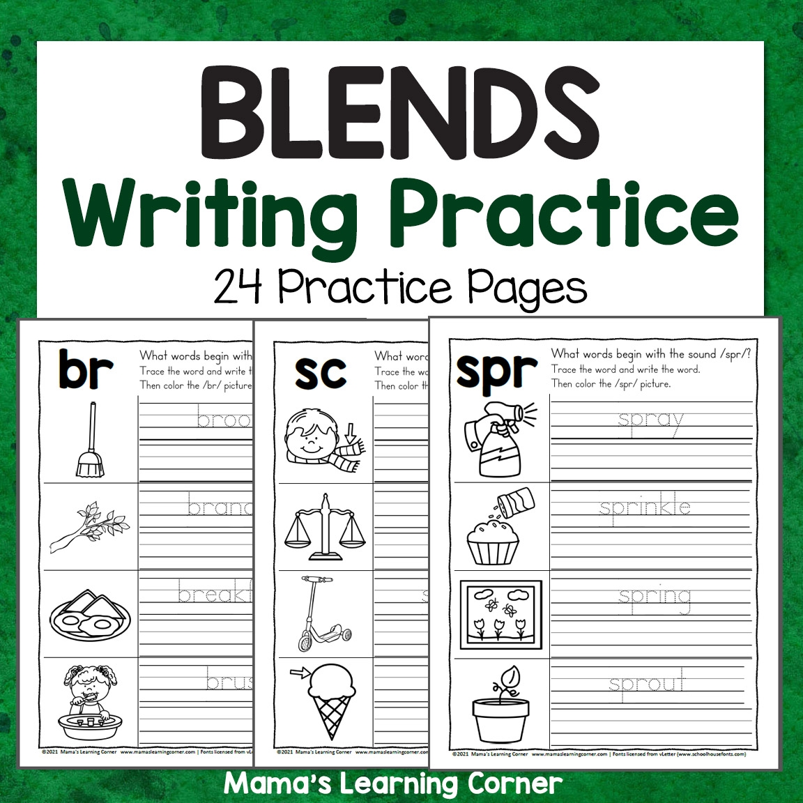 Blends Writing Practice Worksheets Mamas Learning Corner Blends Writing Practice Worksheets Mamas Learning Corner