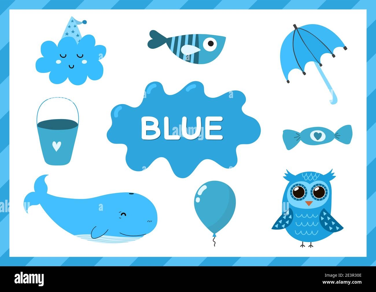 Blue Educational Worksheet For Kids Learning The Color Blue Set Stock Vector Image Art Alamy