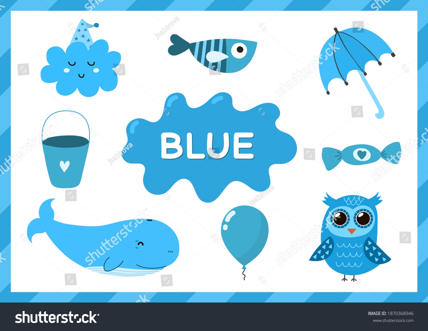 Blue Educational Worksheet Kids Learning Color Stock Vector Royalty Free 1870368946 Shutterstock