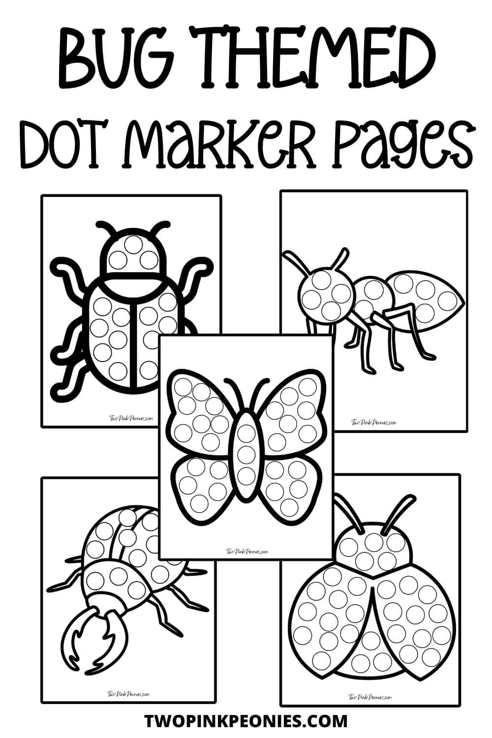 Bug Dot Marker Pages Two Pink Peonies Bug Dot Marker Pages Two Pink Peonies