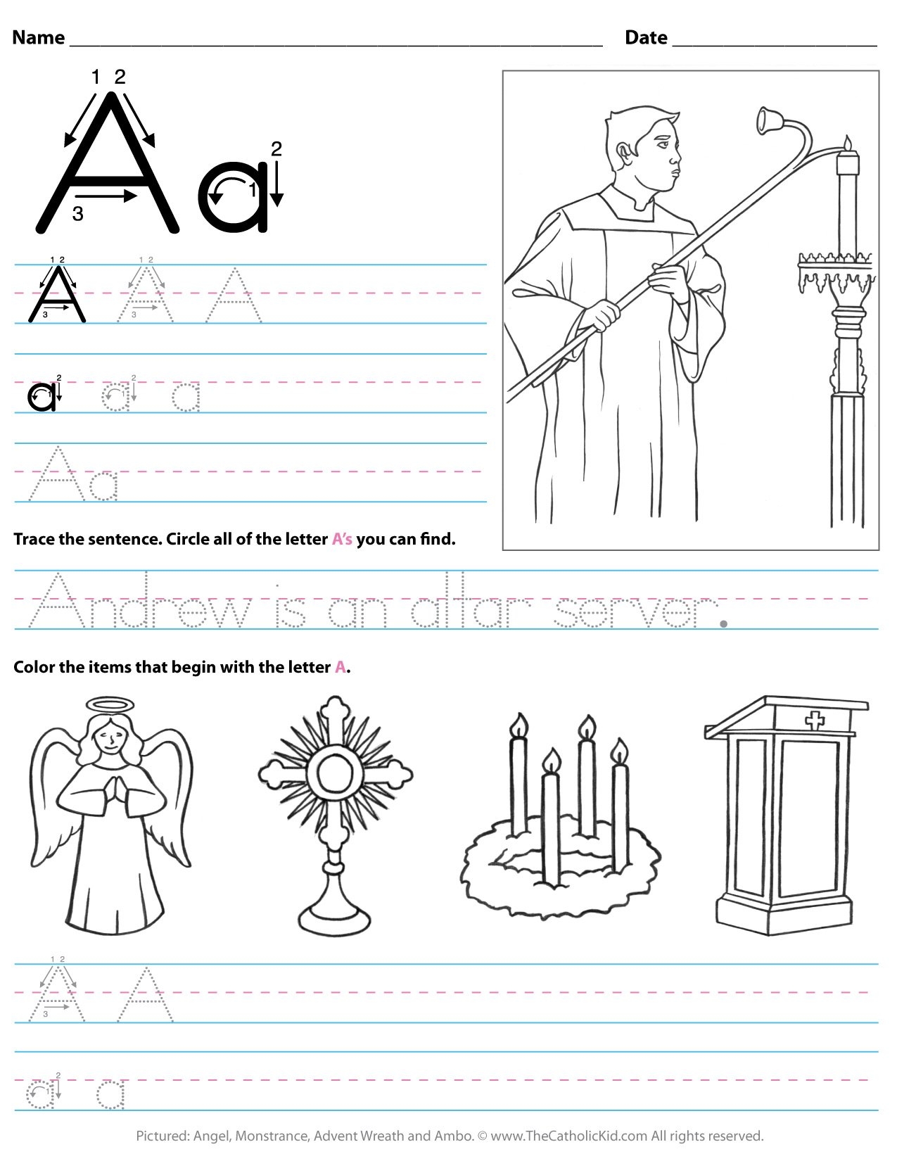 Catholic Alphabet Letter Worksheets Coloring Pages TheCatholicKid