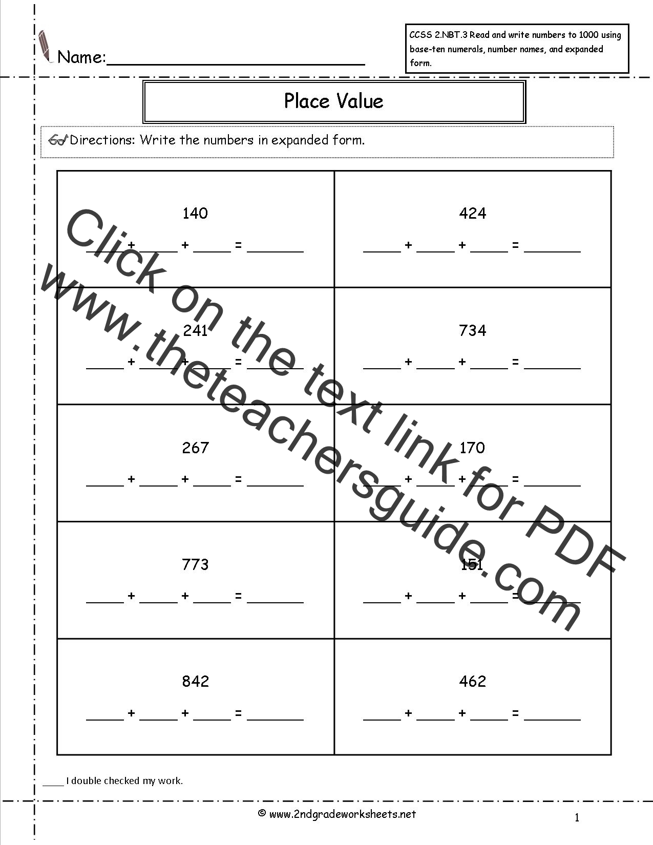 CCSS 2 NBT 3 Worksheets Place Value Worksheets Read And Write Numbers