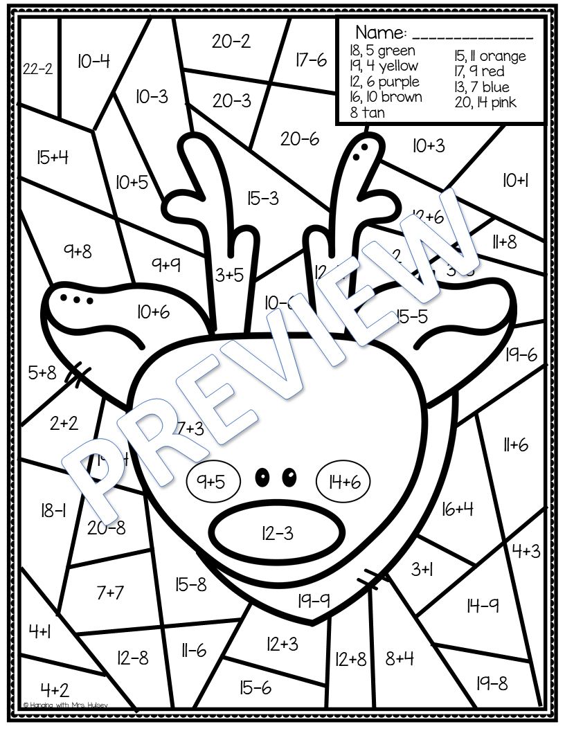 Christmas Color By Number Addition And Subtraction My WordPress