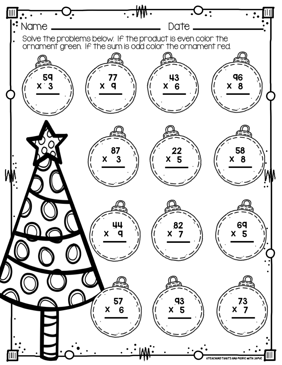 christmas math worksheet