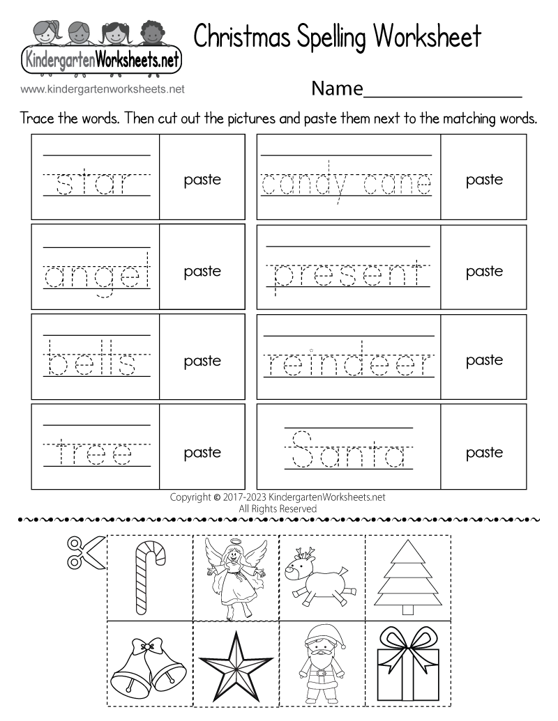 Christmas Spelling Worksheet Free Printable Digital PDF