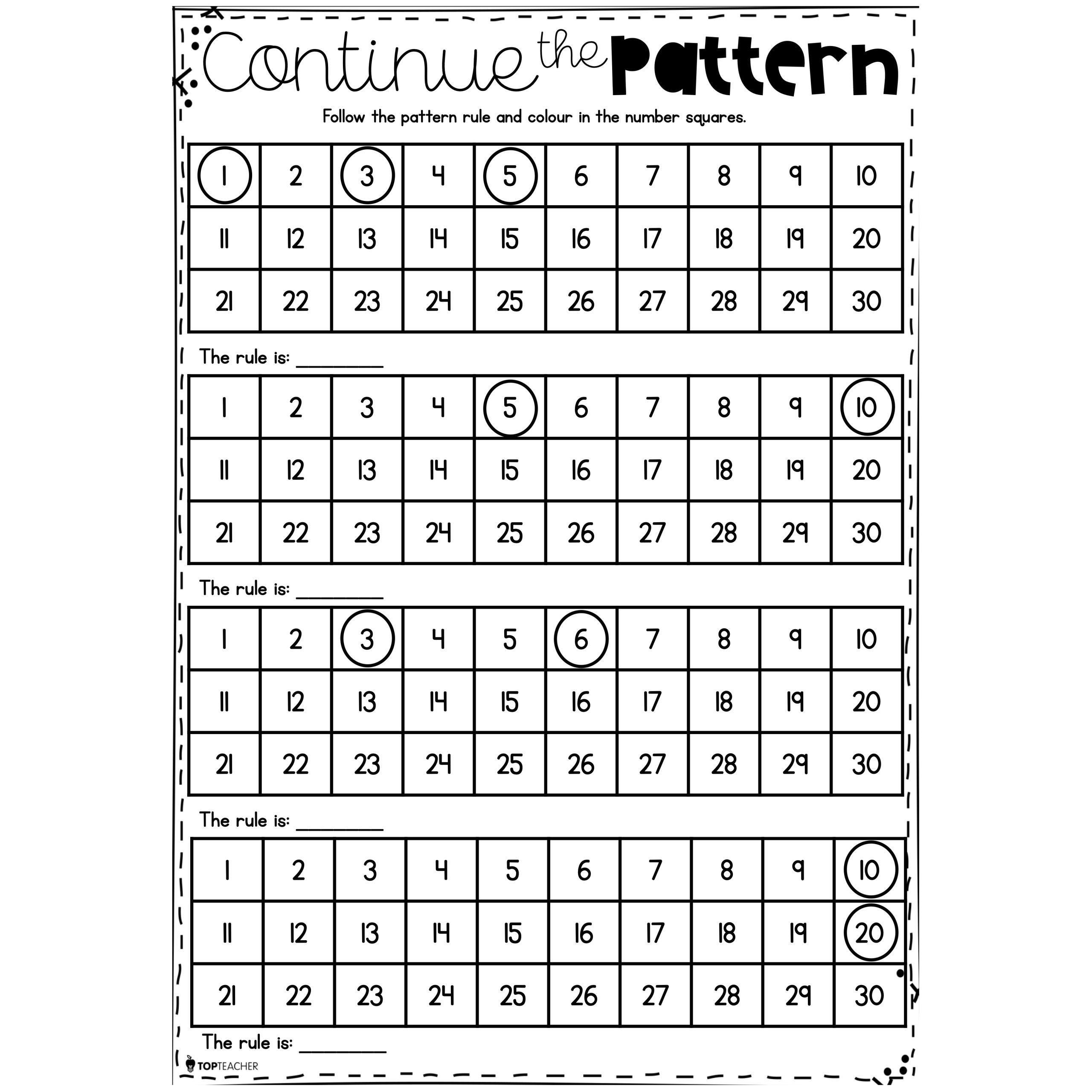 Circle The Number Pattern Worksheets Top Teacher